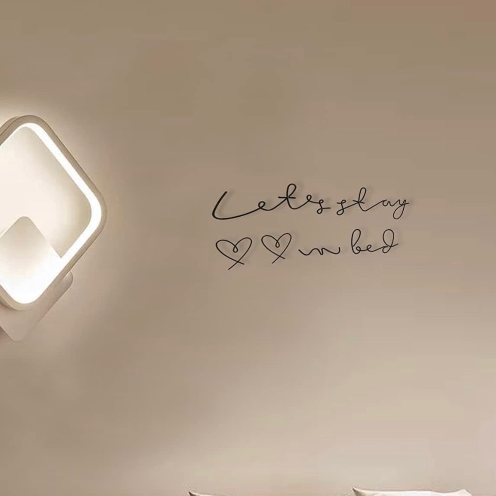 NEW TWO packs of Metal Bedroom Wall Decor Words “Let’s Stay in Bed” Sign